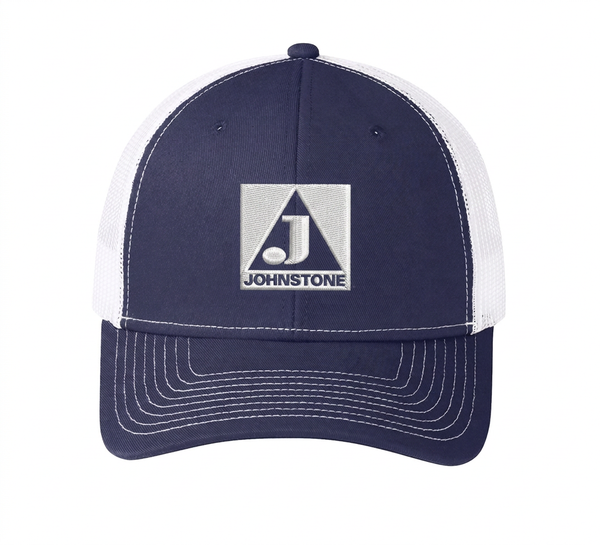 Port Authority Snapback Trucker Cap - True Navy/White - front with Johnstone logo